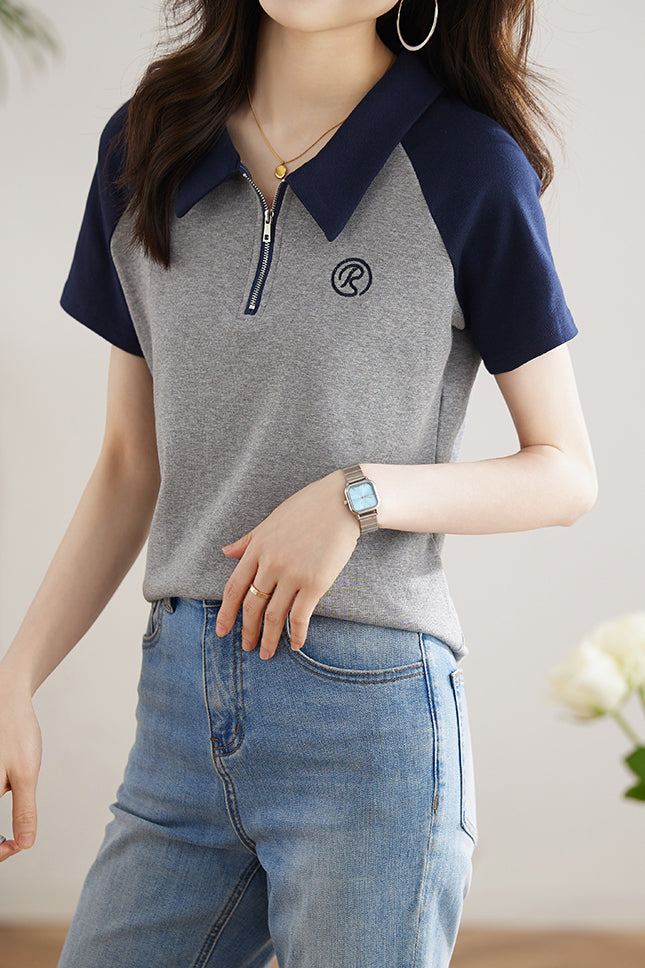 Minimalist Versatile Polo Collar Short Sleeve - liwisi