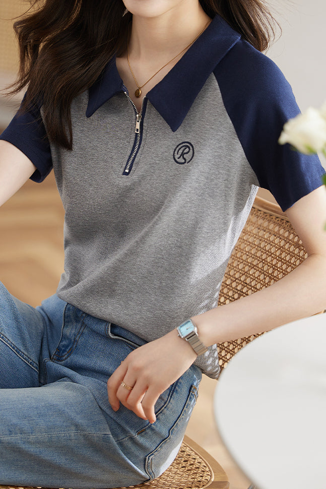 Minimalist Versatile Polo Collar Short Sleeve - liwisi