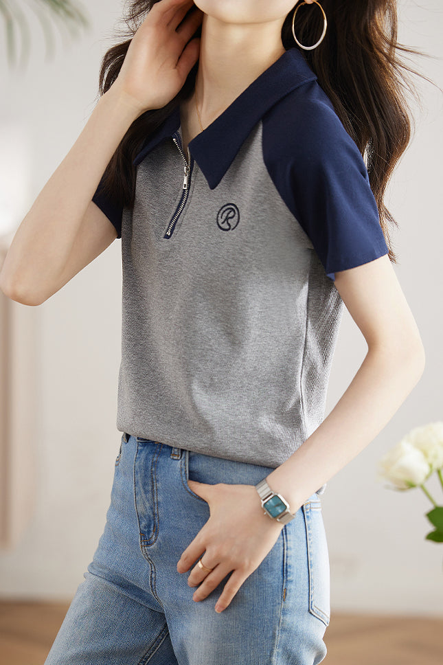 Minimalist Versatile Polo Collar Short Sleeve - liwisi