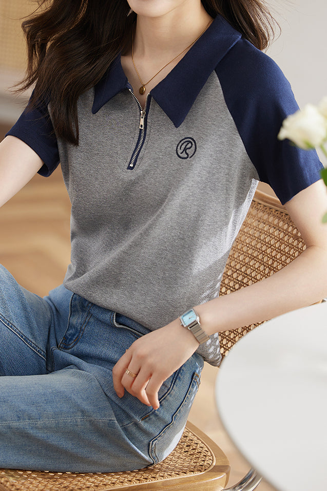 Minimalist Versatile Polo Collar Short Sleeve - liwisi