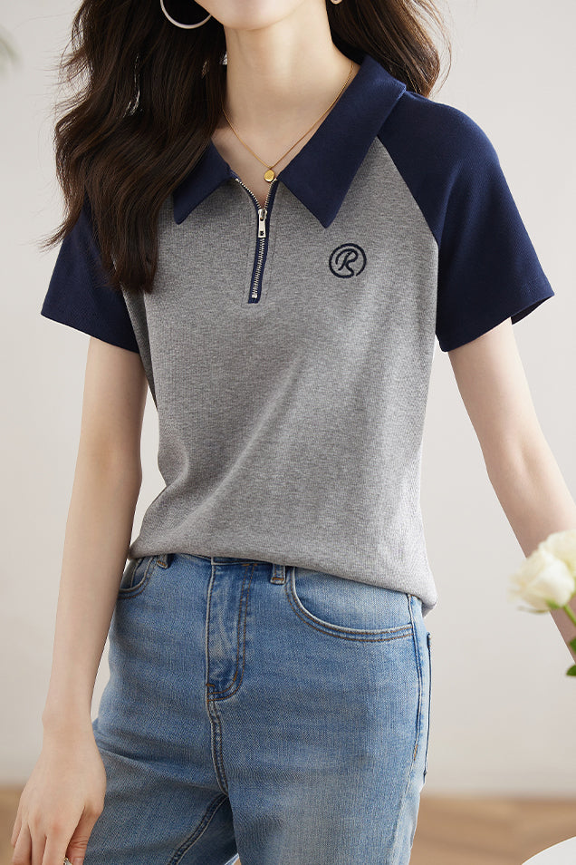 Minimalist Versatile Polo Collar Short Sleeve - liwisi