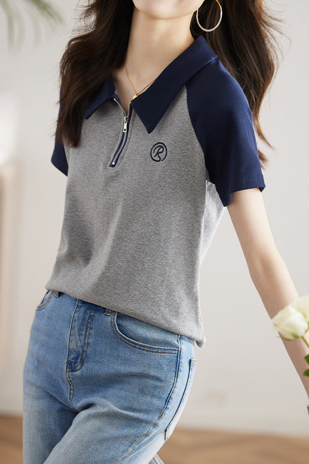 Minimalist Versatile Polo Collar Short Sleeve - liwisi