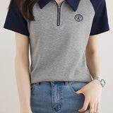 Minimalist Versatile Polo Collar Short Sleeve - liwisi