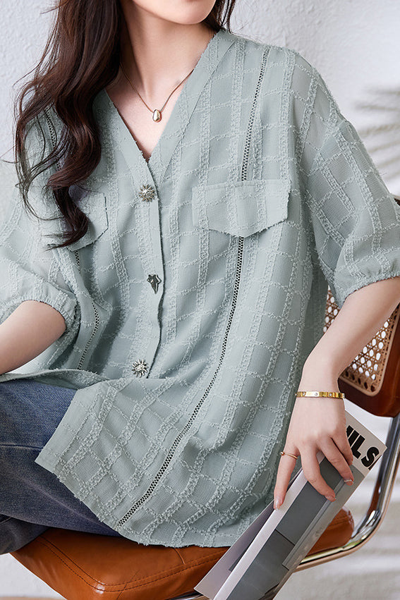 V-Neck Chiffon Shirt - liwisi