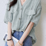 V-Neck Chiffon Shirt - liwisi