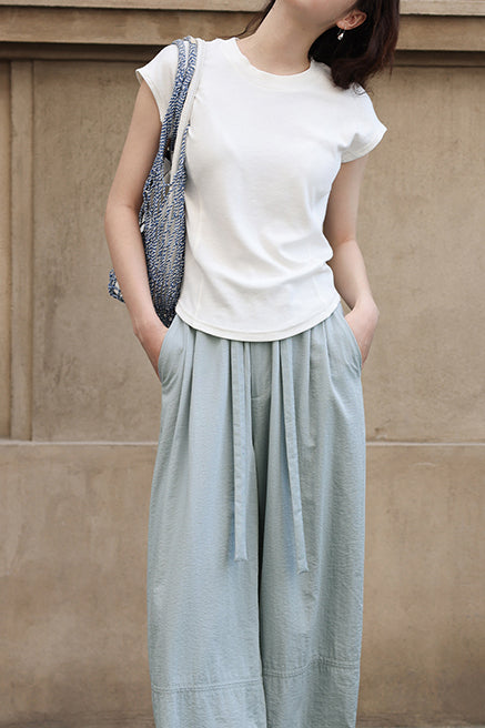 Slim Casual Round Neck Short Sleeve Top and Casual Cargo Pants - liwisi