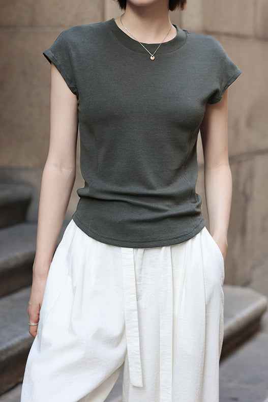 Slim Casual Round Neck Short Sleeve Top and Casual Cargo Pants - liwisi