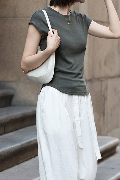 Slim Casual Round Neck Short Sleeve Top and Casual Cargo Pants - liwisi