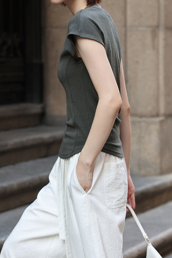 Slim Casual Round Neck Short Sleeve Top and Casual Cargo Pants - liwisi