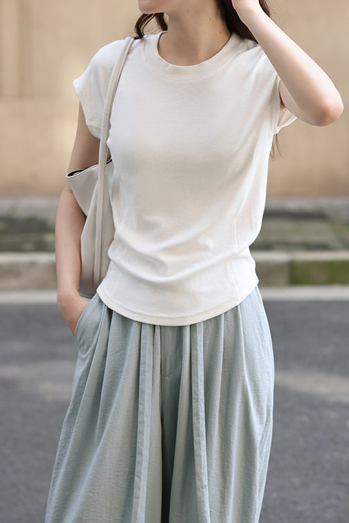 Slim Casual Round Neck Short Sleeve Top and Casual Cargo Pants - liwisi