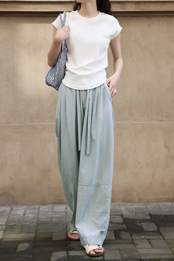 Slim Casual Round Neck Short Sleeve Top and Casual Cargo Pants - liwisi