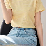 Color Block Round Neck Short Knit Top - liwisi