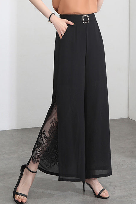 Elegant Lace Split Nine-Point Pants - liwisi