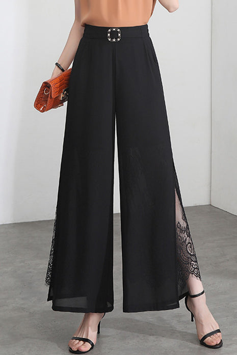 Elegant Lace Split Nine-Point Pants - liwisi
