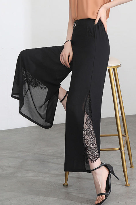 Elegant Lace Split Nine-Point Pants - liwisi