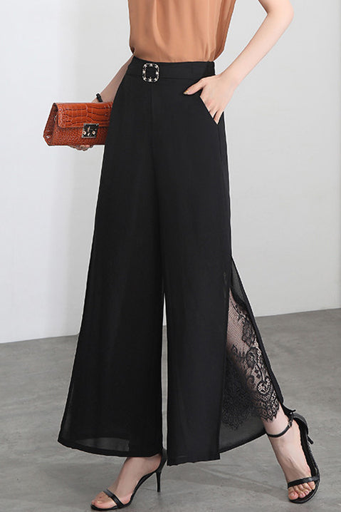 Elegant Lace Split Nine-Point Pants - liwisi