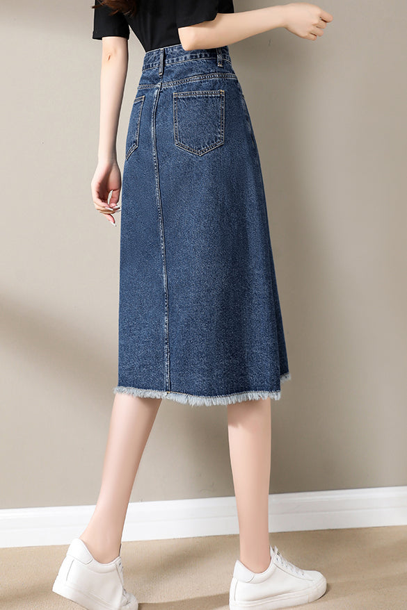 Fashionable Spliced Denim Skirt - liwisi