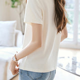 Casual Artistic V-Neck Embroidered T-Shirt - liwisi