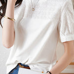 Cotton Embroidered Patchwork Versatile T-shirt - liwisi