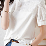 Cotton Embroidered Patchwork Versatile T-shirt - liwisi