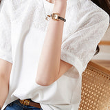 Cotton Embroidered Patchwork Versatile T-shirt - liwisi