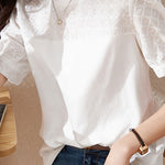 Cotton Embroidered Patchwork Versatile T-shirt - liwisi