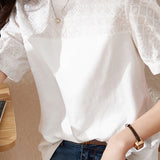 Cotton Embroidered Patchwork Versatile T-shirt - liwisi