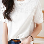 Cotton Embroidered Patchwork Versatile T-shirt - liwisi