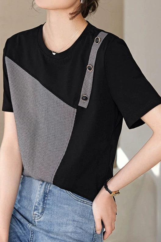 Minimalist Color-blocked T-shirt - liwisi