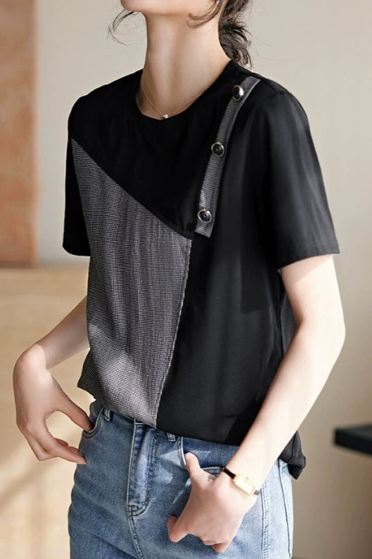 Minimalist Color-blocked T-shirt - liwisi