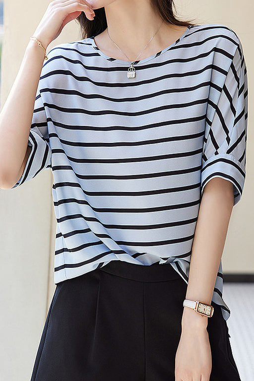 Breathable Comfortable Striped T-shirt - liwisi