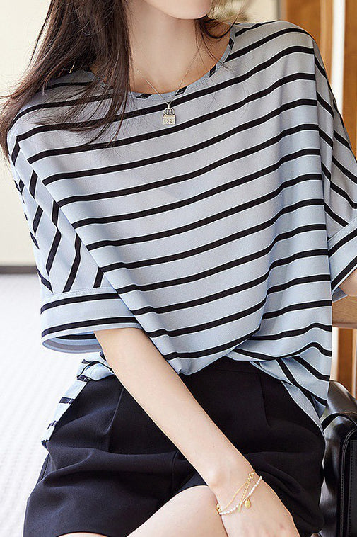 Breathable Comfortable Striped T-shirt - liwisi