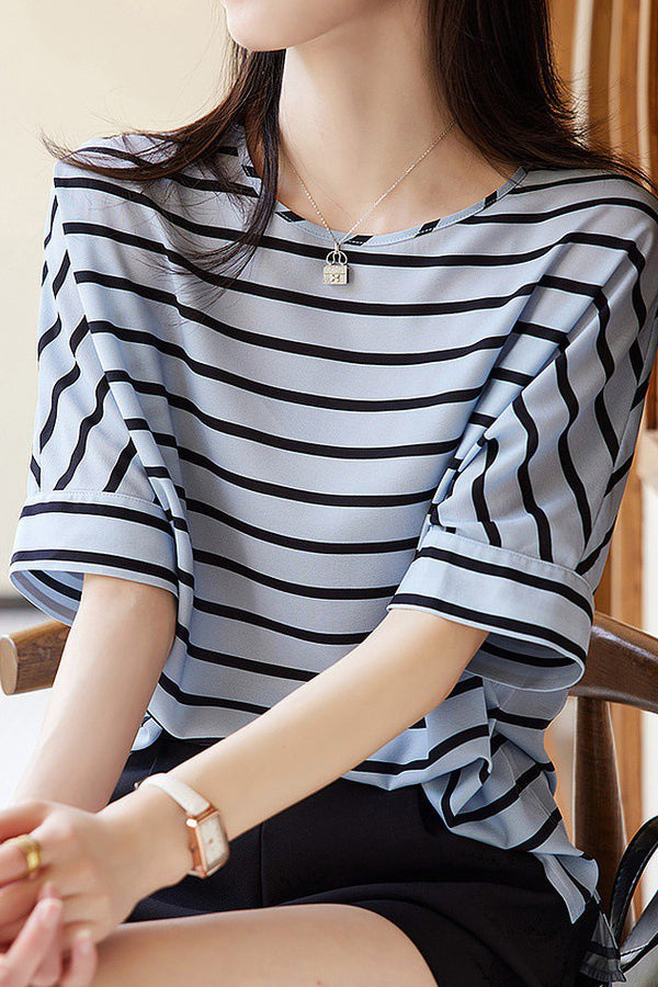Breathable Comfortable Striped T-shirt - liwisi