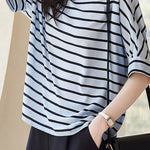 Breathable Comfortable Striped T-shirt - liwisi