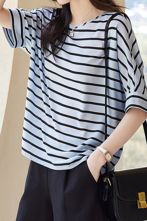 Breathable Comfortable Striped T-shirt - liwisi