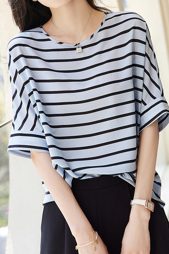 Breathable Comfortable Striped T-shirt - liwisi
