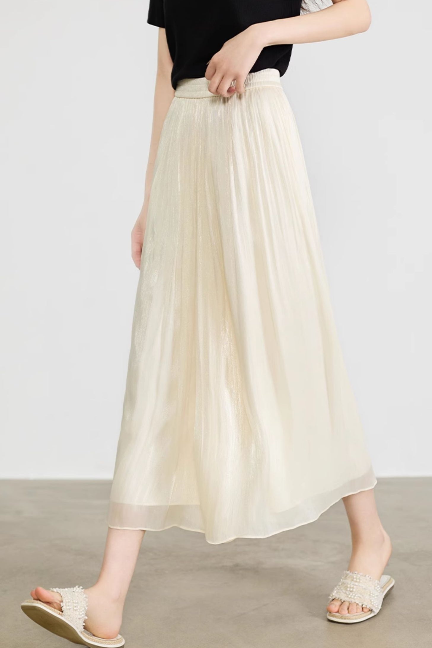 Casual Draped Ice Silk Wide-leg Pants - liwisi