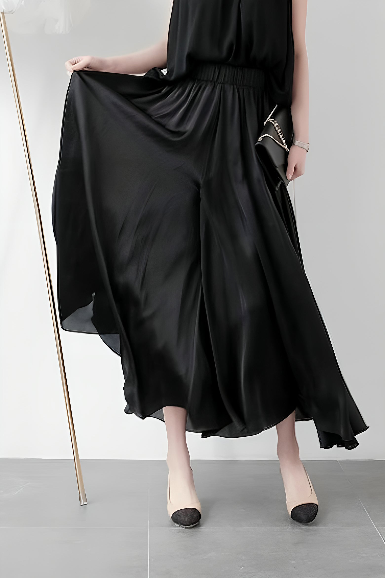 Casual Draped Ice Silk Wide-leg Pants - liwisi