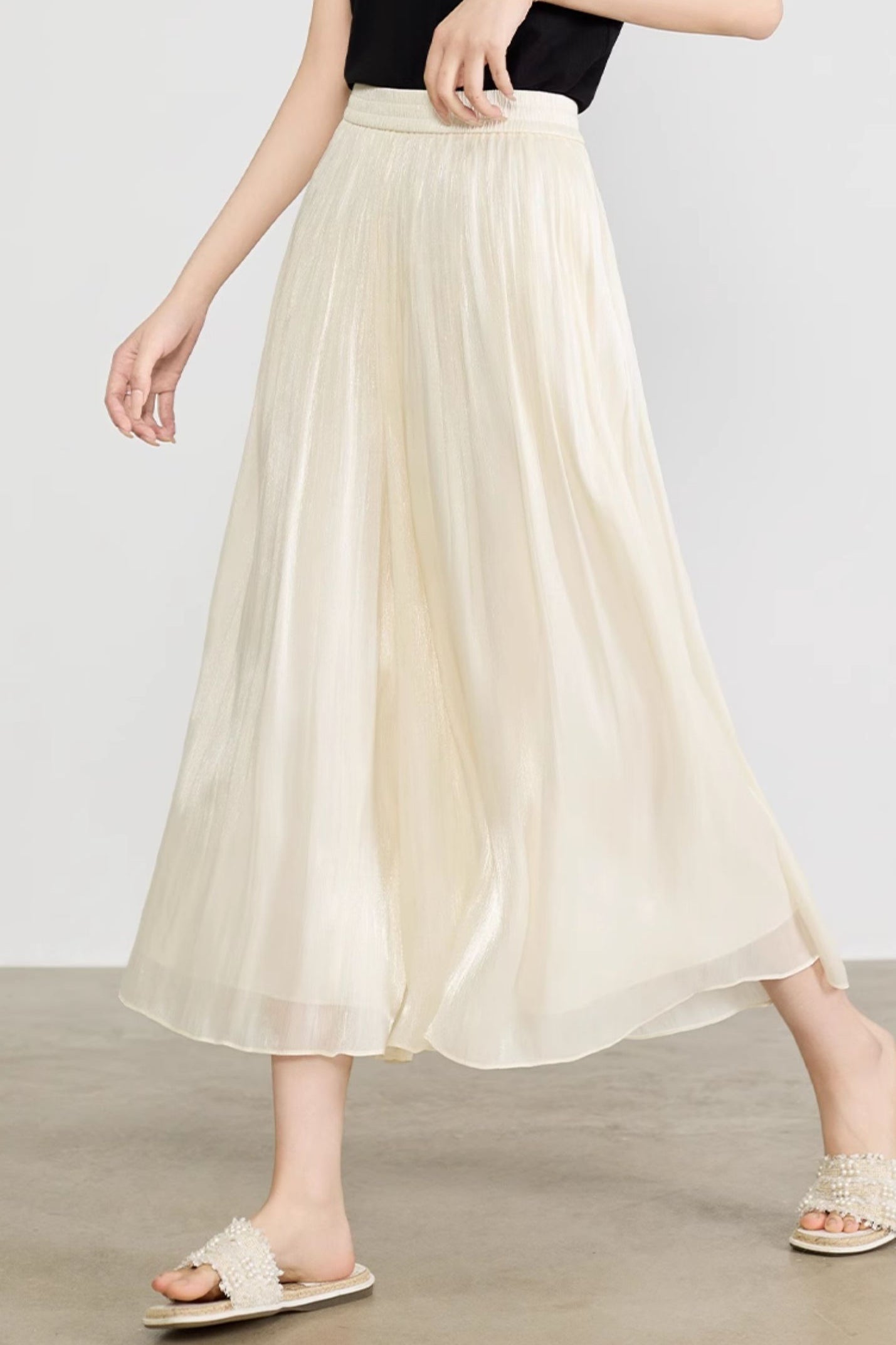 Casual Draped Ice Silk Wide-leg Pants - liwisi