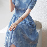 French V-neck Waist-cinched A-line Skirt - liwisi