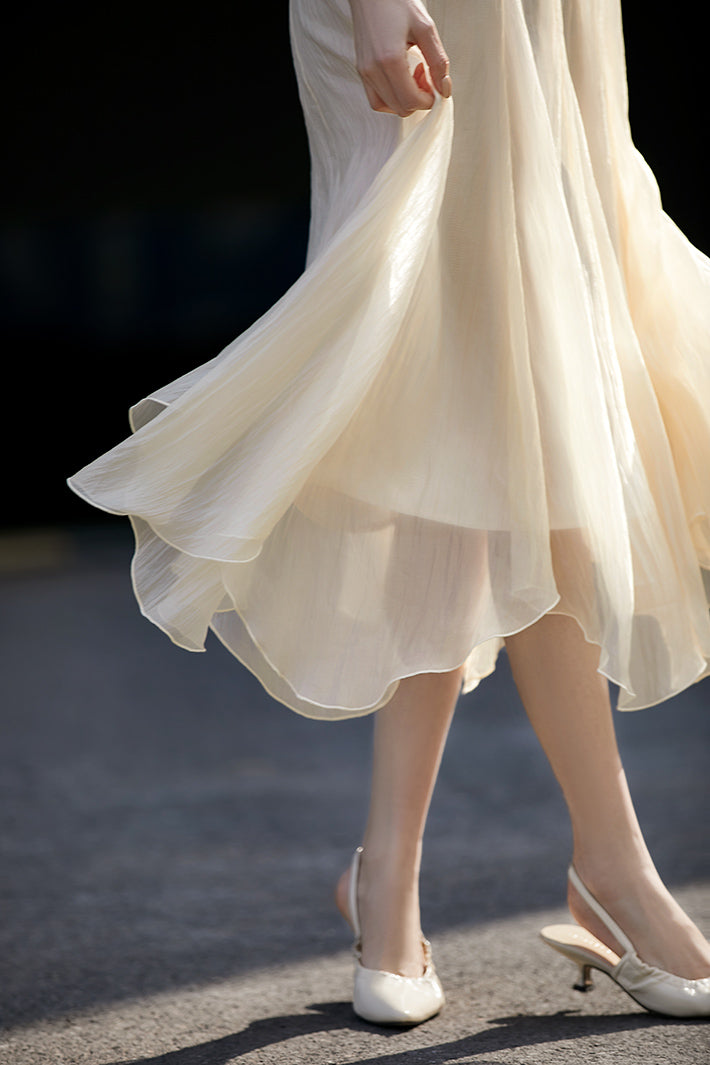 Ruffled Edge Irregular Chiffon Skirt - liwisi