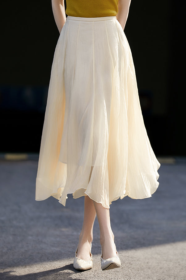 Ruffled Edge Irregular Chiffon Skirt - liwisi