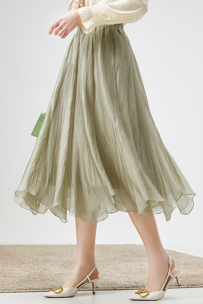 Ruffled Edge Irregular Chiffon Skirt - liwisi