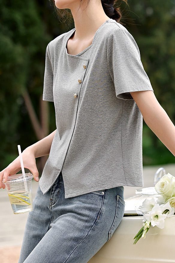 Fashion Split T-shirt - liwisi
