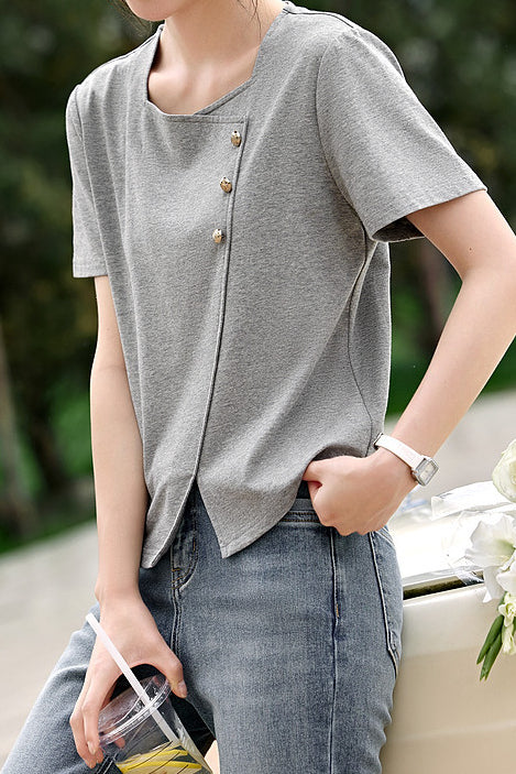 Fashion Split T-shirt - liwisi