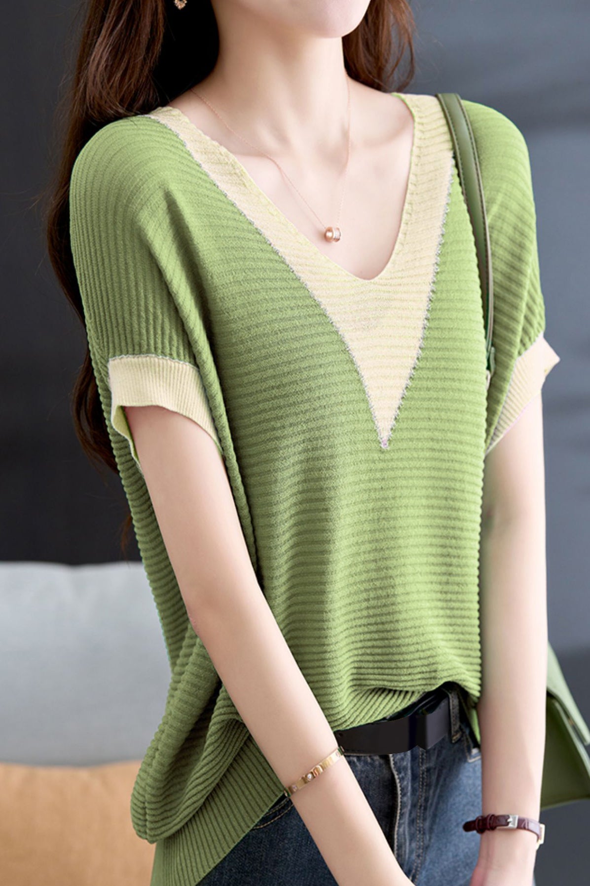Elegant Color-blocked Knit Top - liwisi
