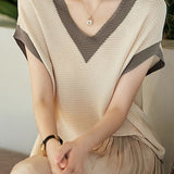Elegant Color-blocked Knit Top - liwisi