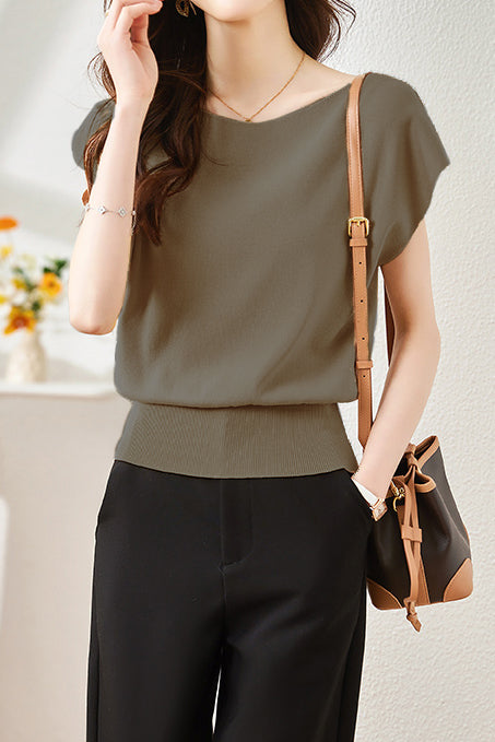 French Minimalist Elegant Shoulder Short Sleeve - liwisi