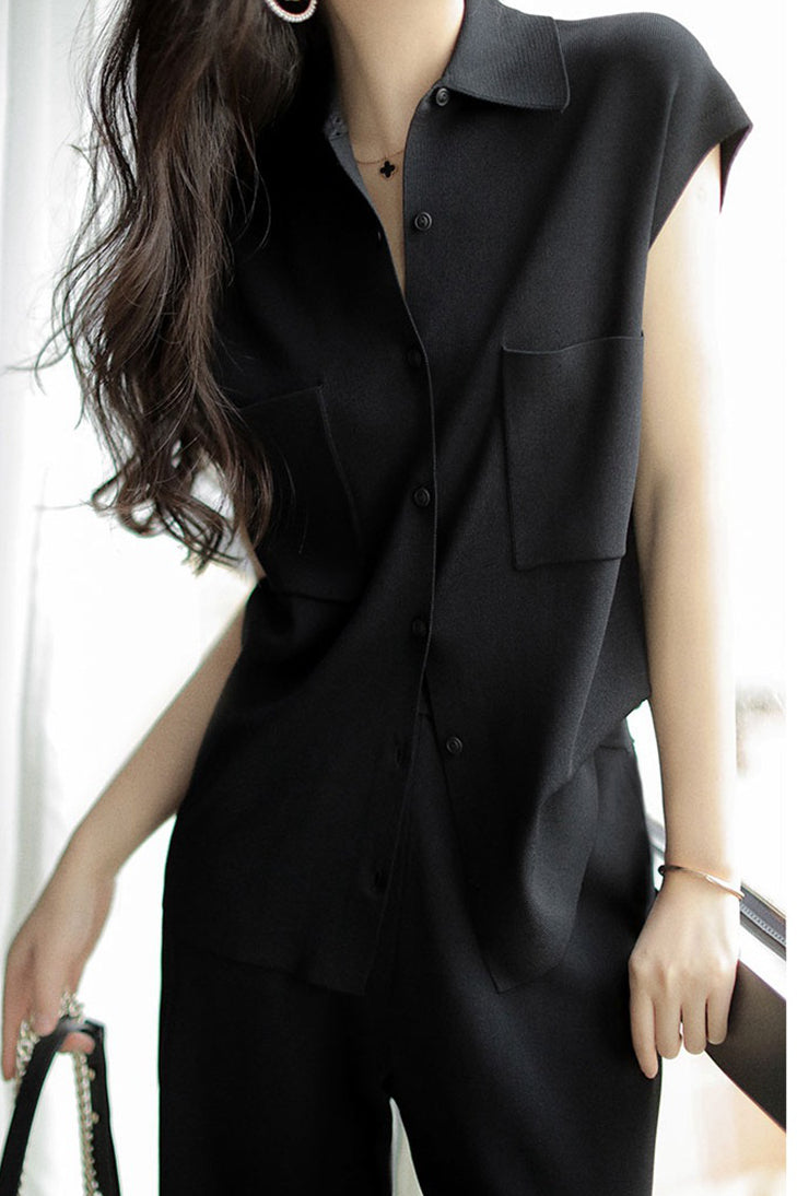 Draped Knit Two-Piece Set - liwisi