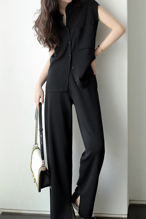 Draped Knit Two-Piece Set - liwisi